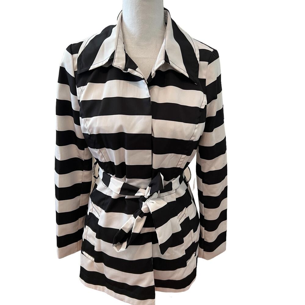 Cynthia Rowley Short Summer Belted Jacket Black White S